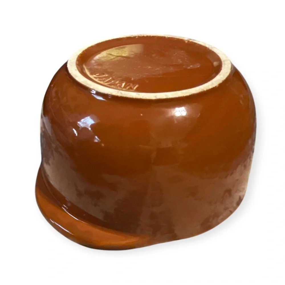 Vintage Brown Mixing Bowl with Spout, Made in Japan, Japanese Stoneware